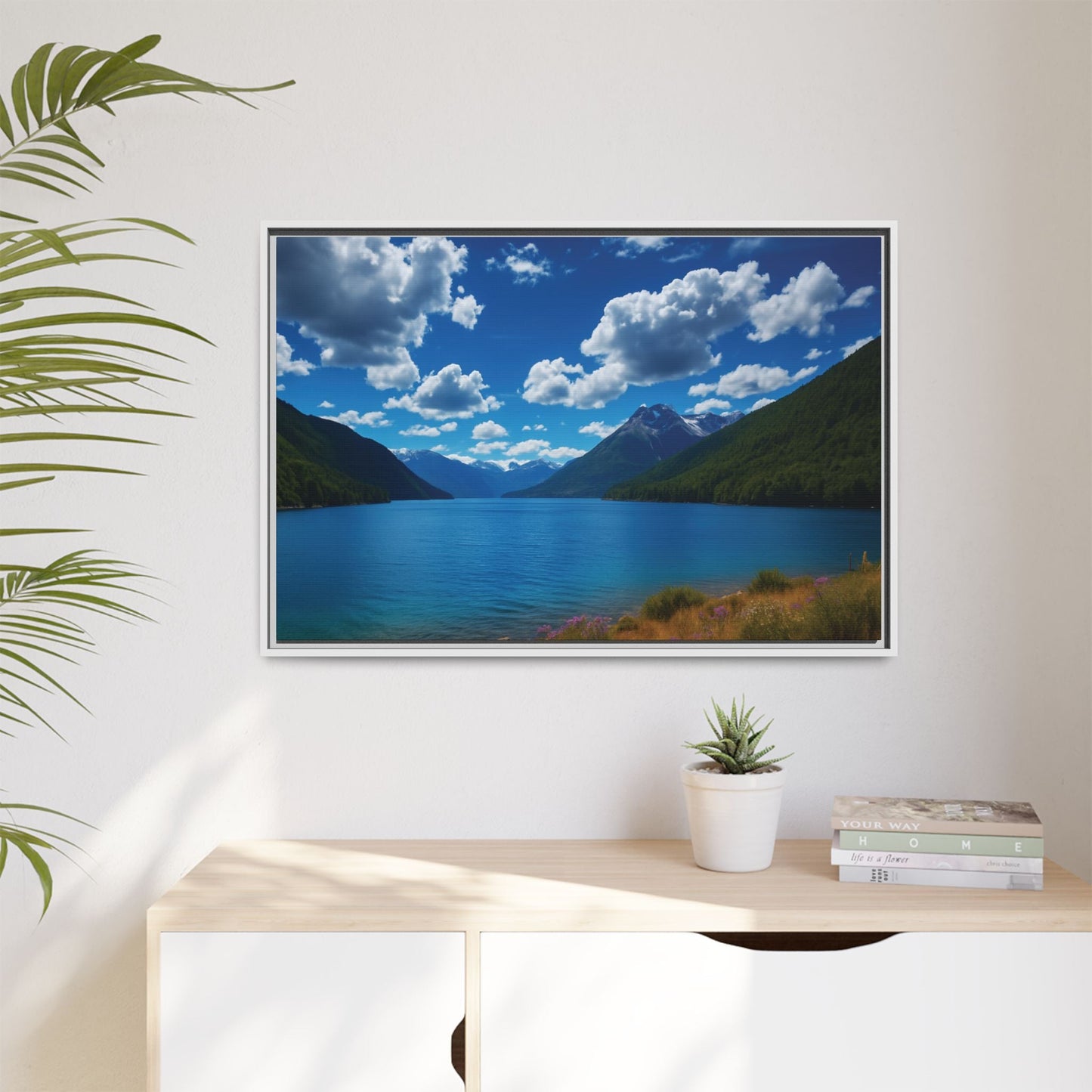 Canvas Patagonian Blue Matte Canvas, Pinewood Framed - Vibrant Styles