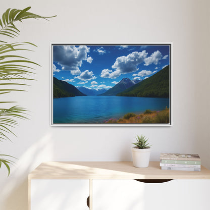 Canvas Patagonian Blue Matte Canvas, Pinewood Framed - Vibrant Styles