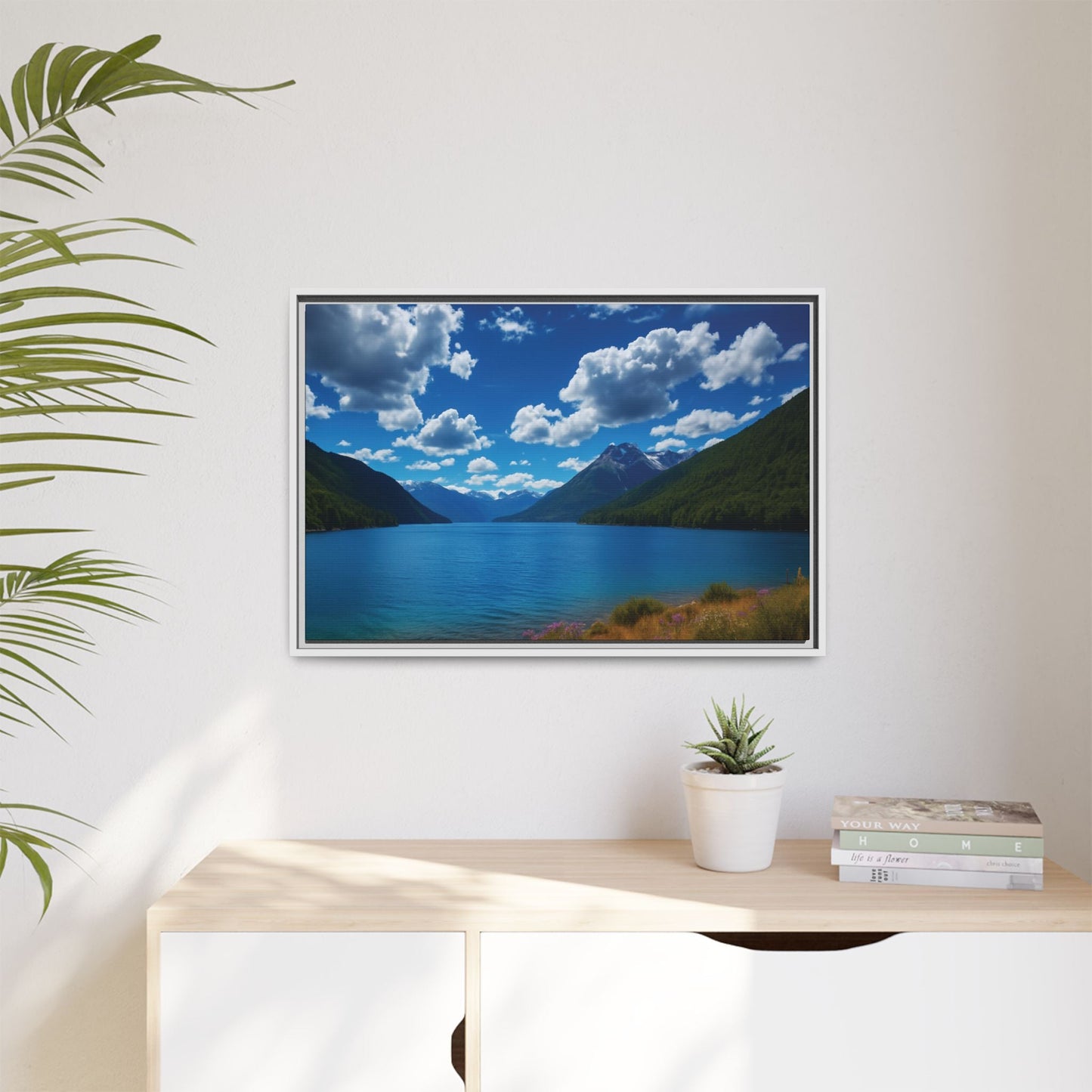 Canvas Patagonian Blue Matte Canvas, Pinewood Framed - Vibrant Styles