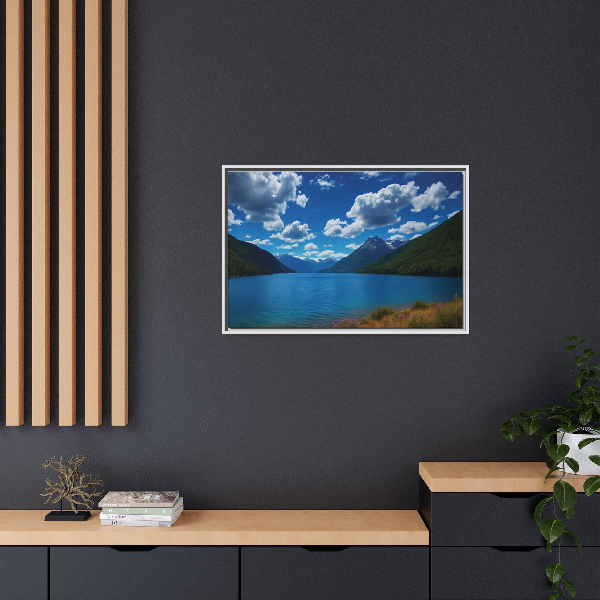 Canvas Patagonian Blue Matte Canvas, Pinewood Framed - Vibrant Styles