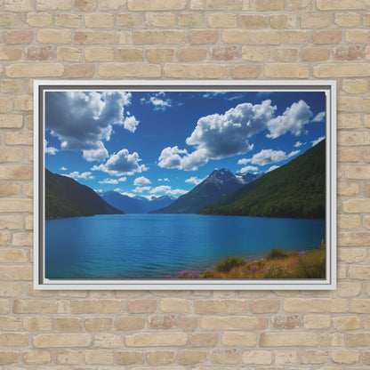 Canvas Patagonian Blue Matte Canvas, Pinewood Framed - Vibrant Styles