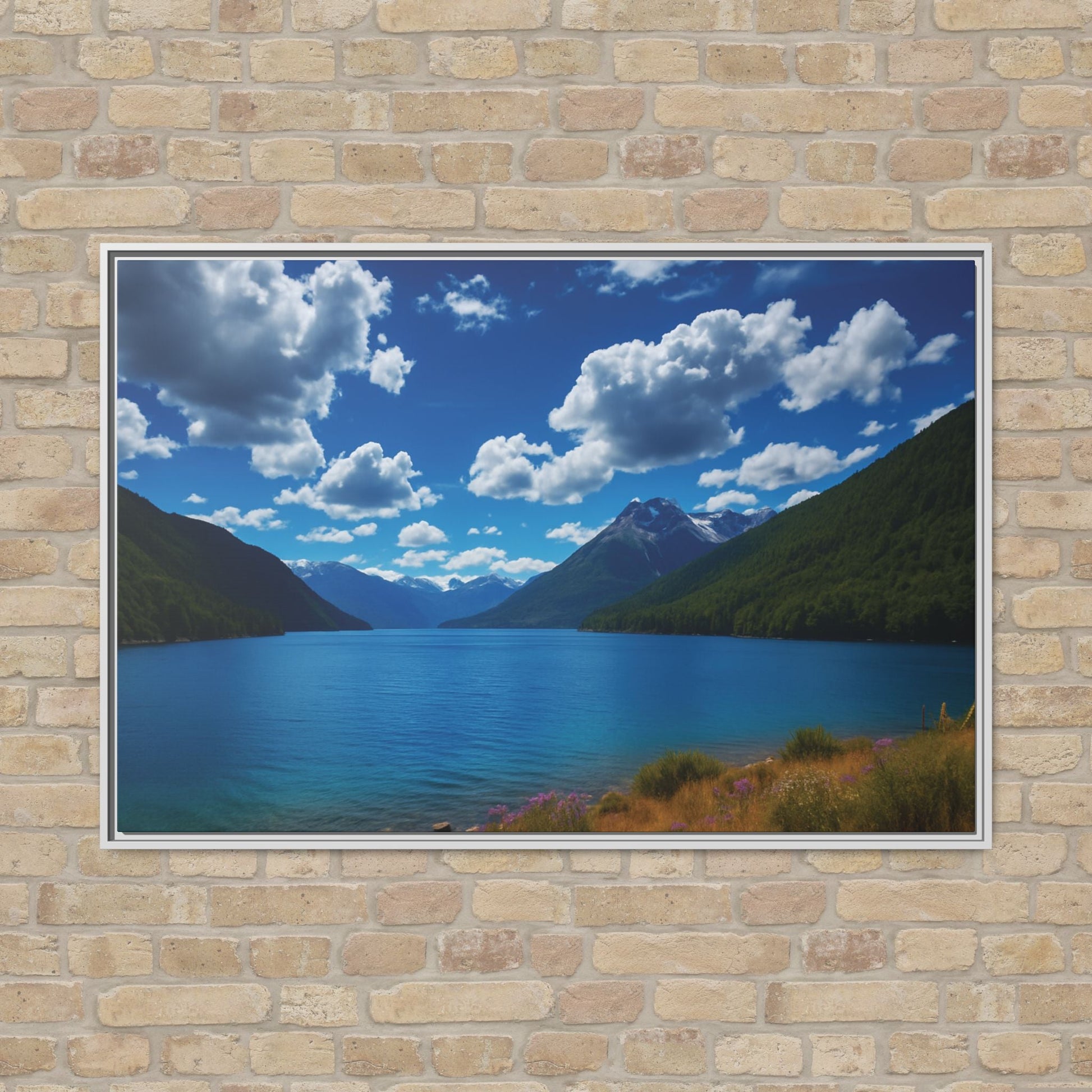 Canvas Patagonian Blue Matte Canvas, Pinewood Framed - Vibrant Styles
