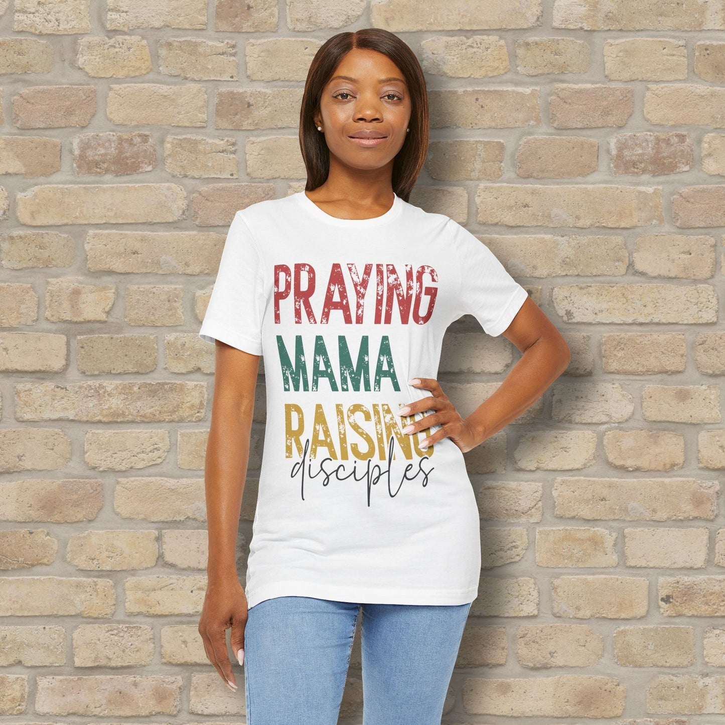 T-Shirt Praying Mama Raising Disciples Tee - Vibrant Styles