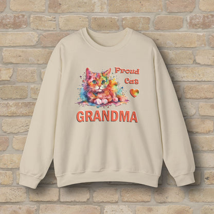 Graphic & Text Proud Cat Grandma Sweatshirt - Vibrant Styles
