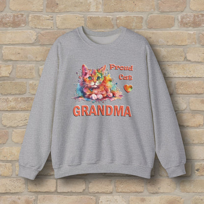 Graphic & Text Proud Cat Grandma Sweatshirt - Vibrant Styles
