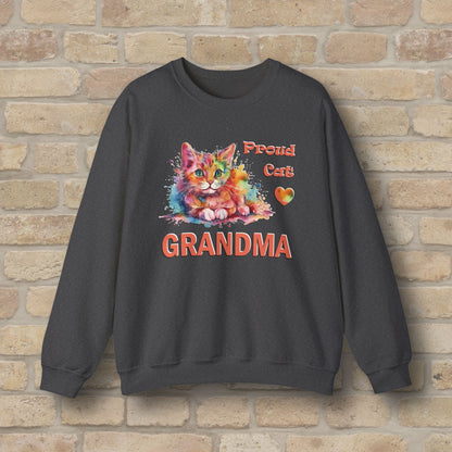 Graphic & Text Proud Cat Grandma Sweatshirt - Vibrant Styles