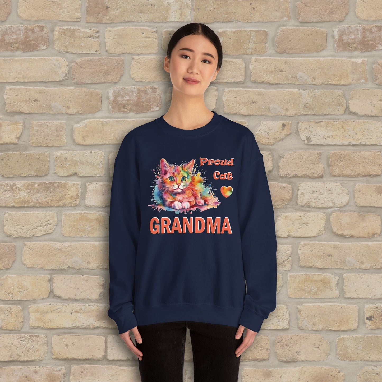 Graphic & Text Proud Cat Grandma Sweatshirt - Vibrant Styles