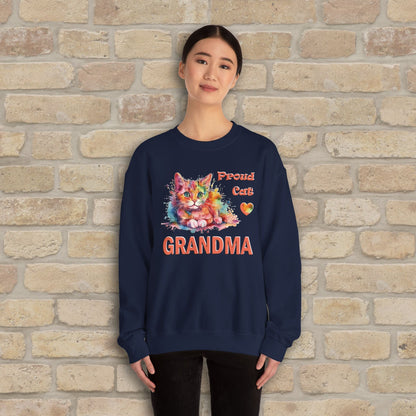 Graphic & Text Proud Cat Grandma Sweatshirt - Vibrant Styles