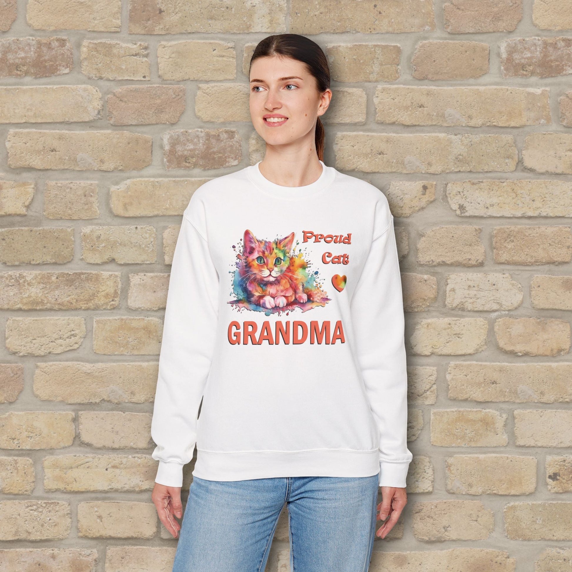 Graphic & Text Proud Cat Grandma Sweatshirt - Vibrant Styles