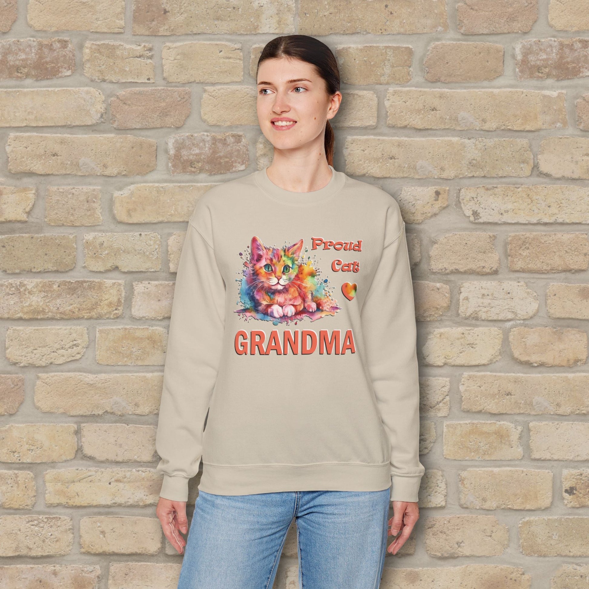 Graphic & Text Proud Cat Grandma Sweatshirt - Vibrant Styles