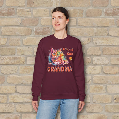 Graphic & Text Proud Cat Grandma Sweatshirt - Vibrant Styles