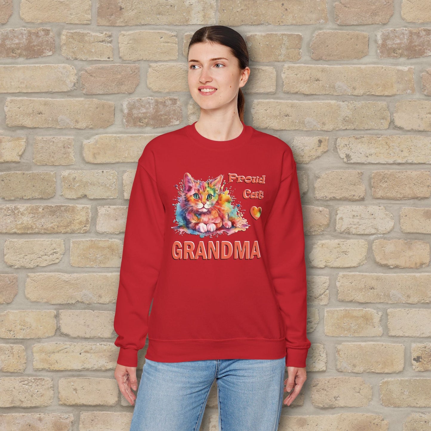 Graphic & Text Proud Cat Grandma Sweatshirt - Vibrant Styles