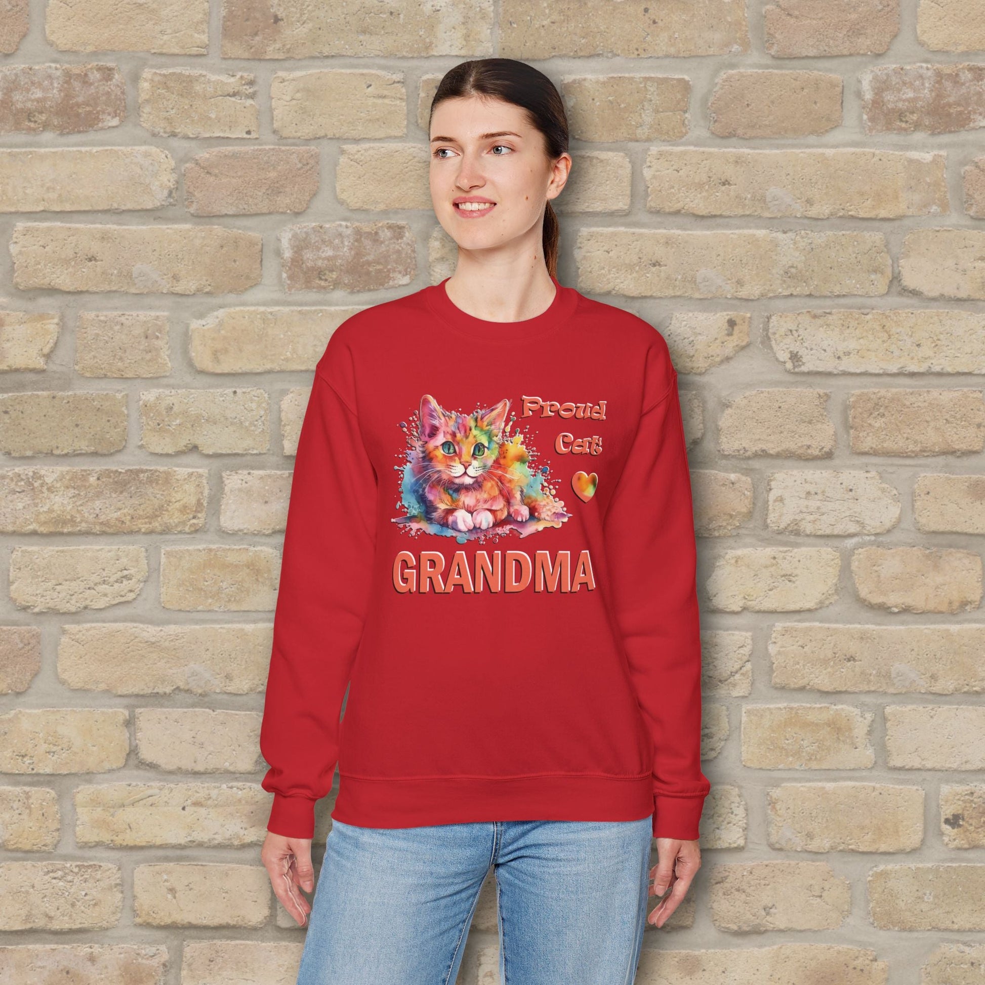 Graphic & Text Proud Cat Grandma Sweatshirt - Vibrant Styles