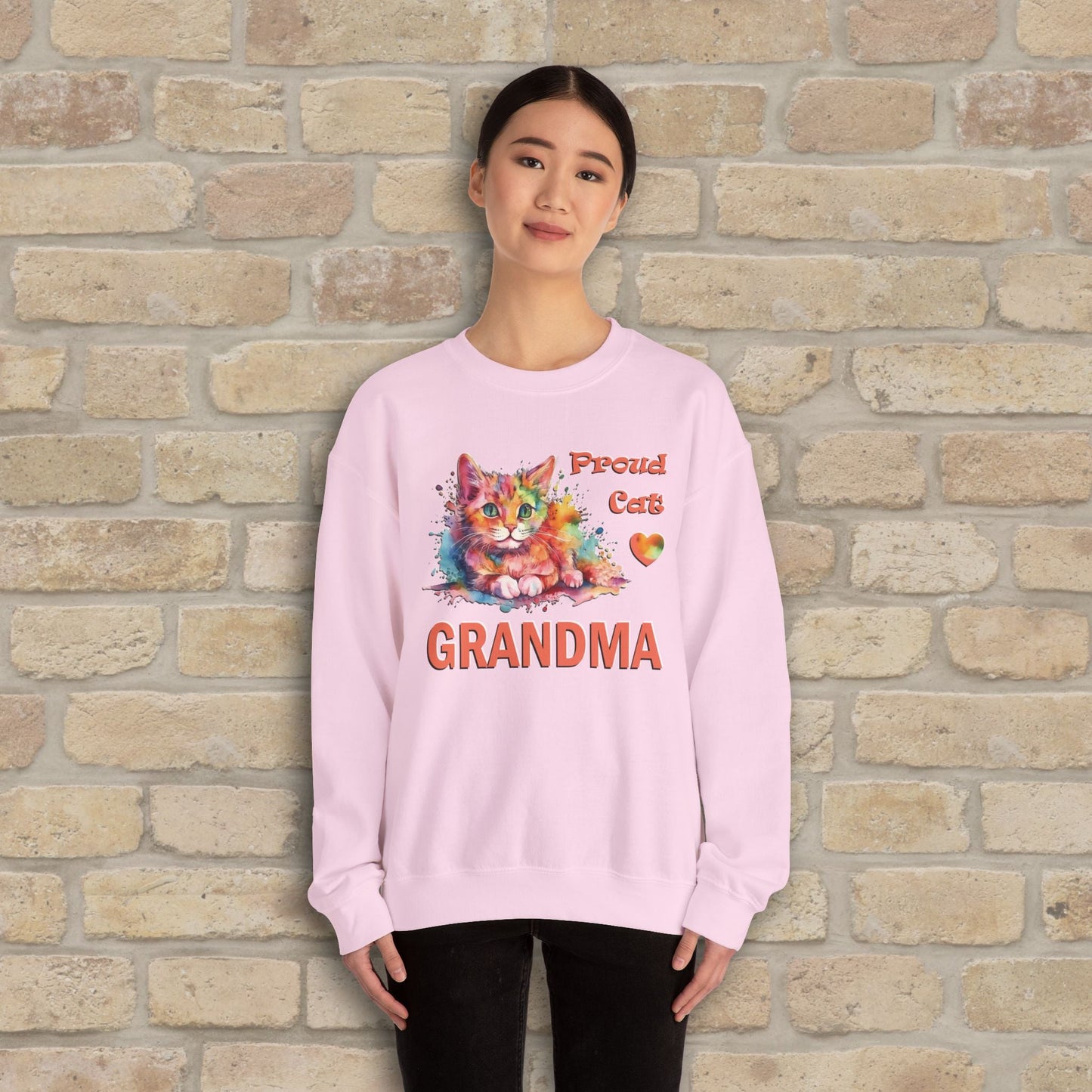 Graphic & Text Proud Cat Grandma Sweatshirt - Vibrant Styles