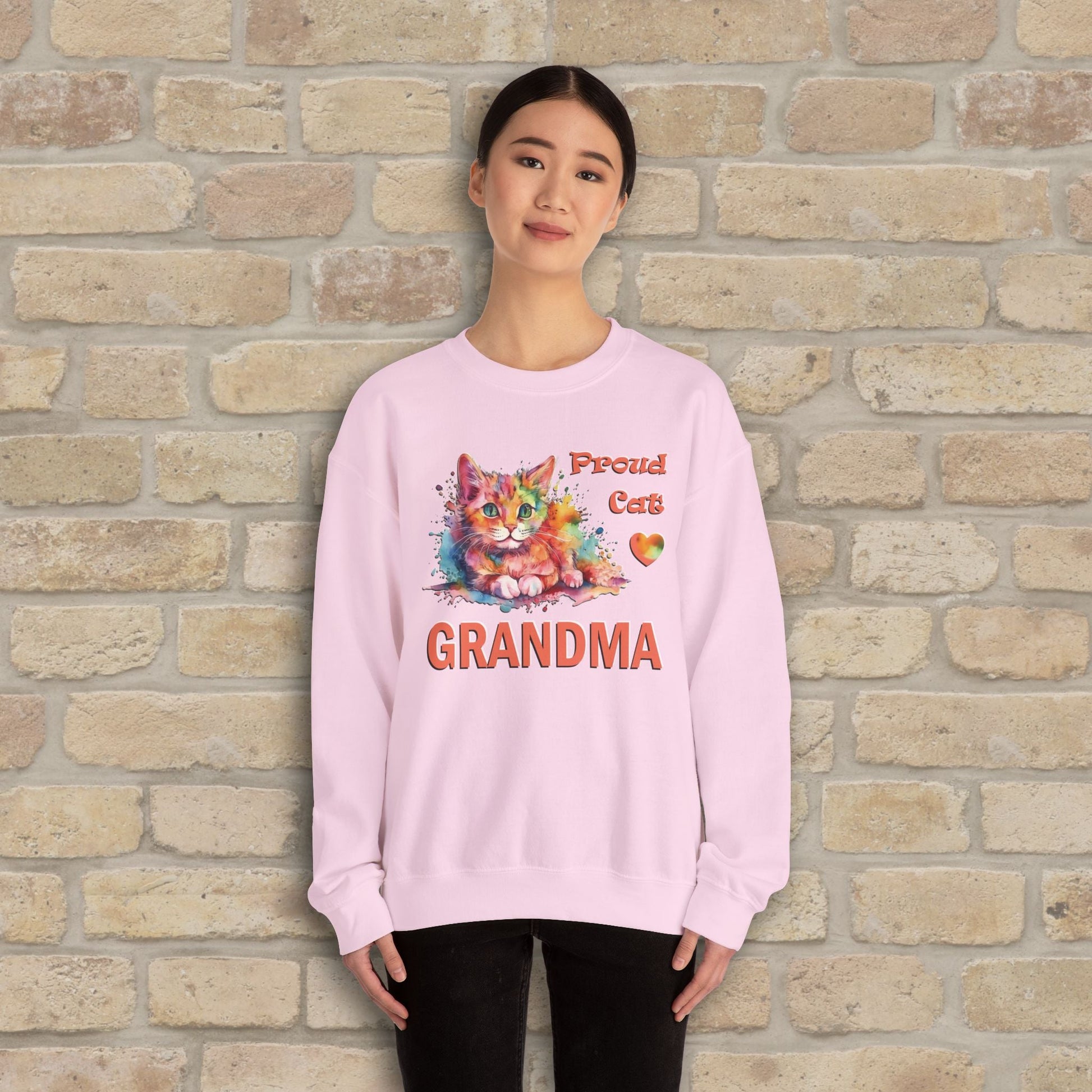 Graphic & Text Proud Cat Grandma Sweatshirt - Vibrant Styles