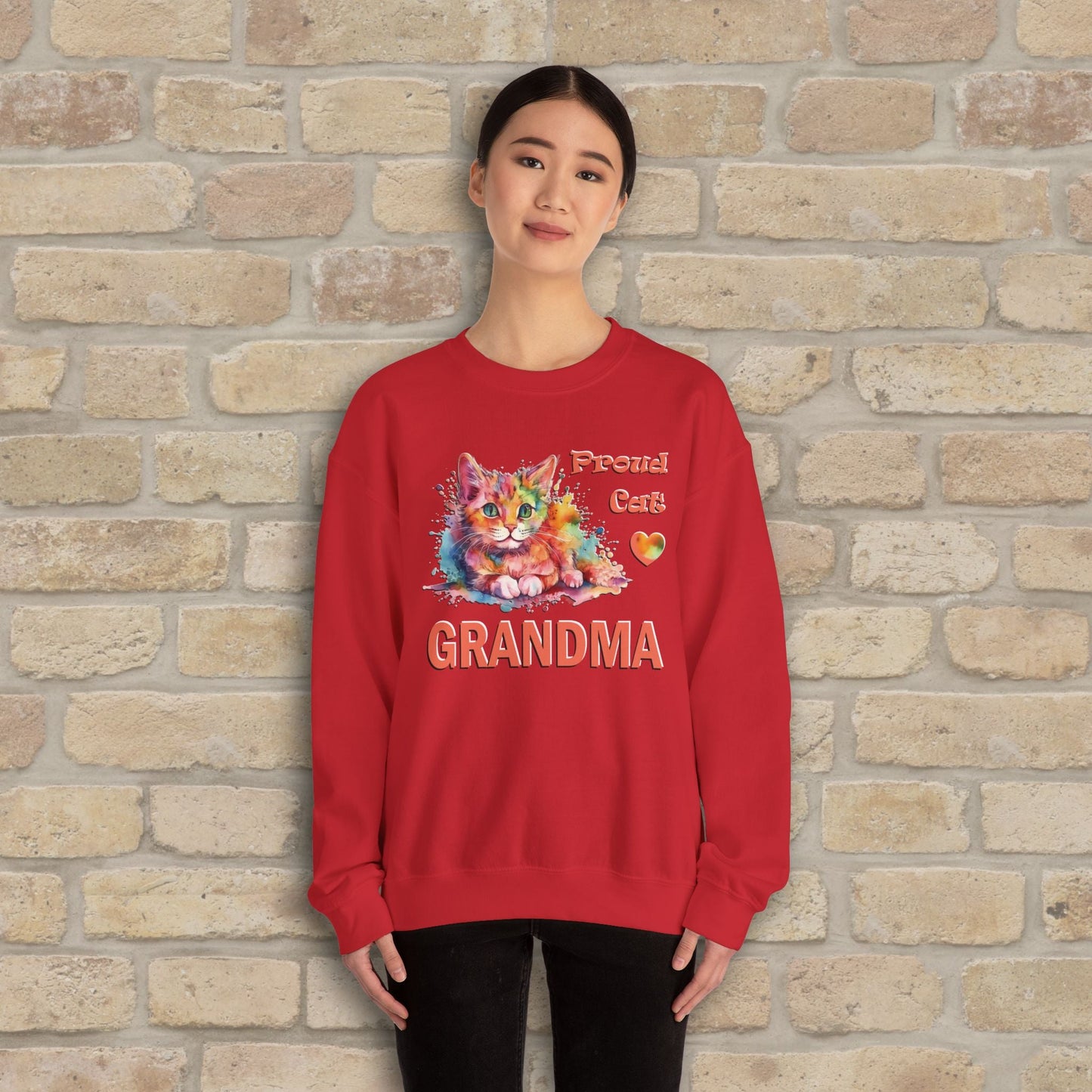 Graphic & Text Proud Cat Grandma Sweatshirt - Vibrant Styles