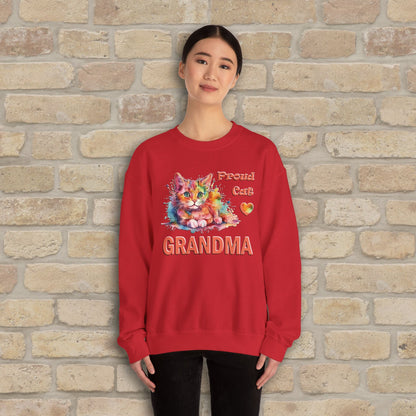 Graphic & Text Proud Cat Grandma Sweatshirt - Vibrant Styles