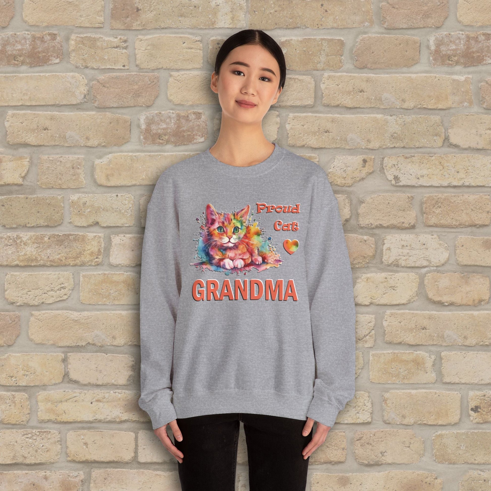 Graphic & Text Proud Cat Grandma Sweatshirt - Vibrant Styles