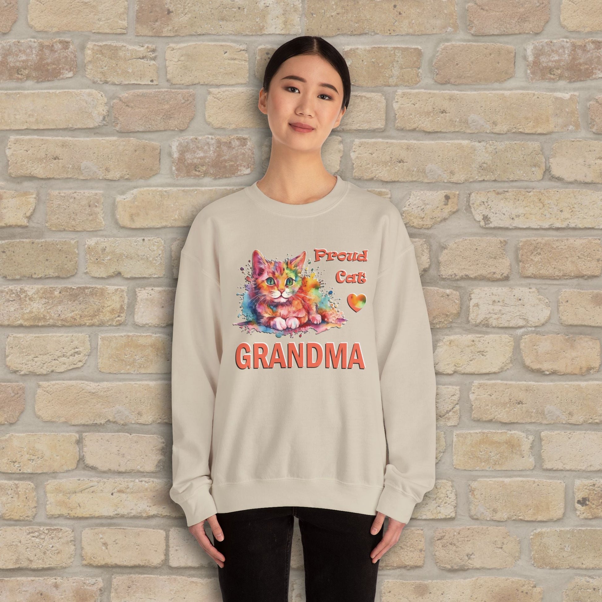 Graphic & Text Proud Cat Grandma Sweatshirt - Vibrant Styles
