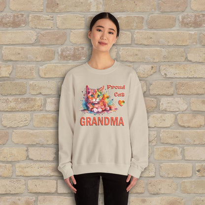 Graphic & Text Proud Cat Grandma Sweatshirt - Vibrant Styles