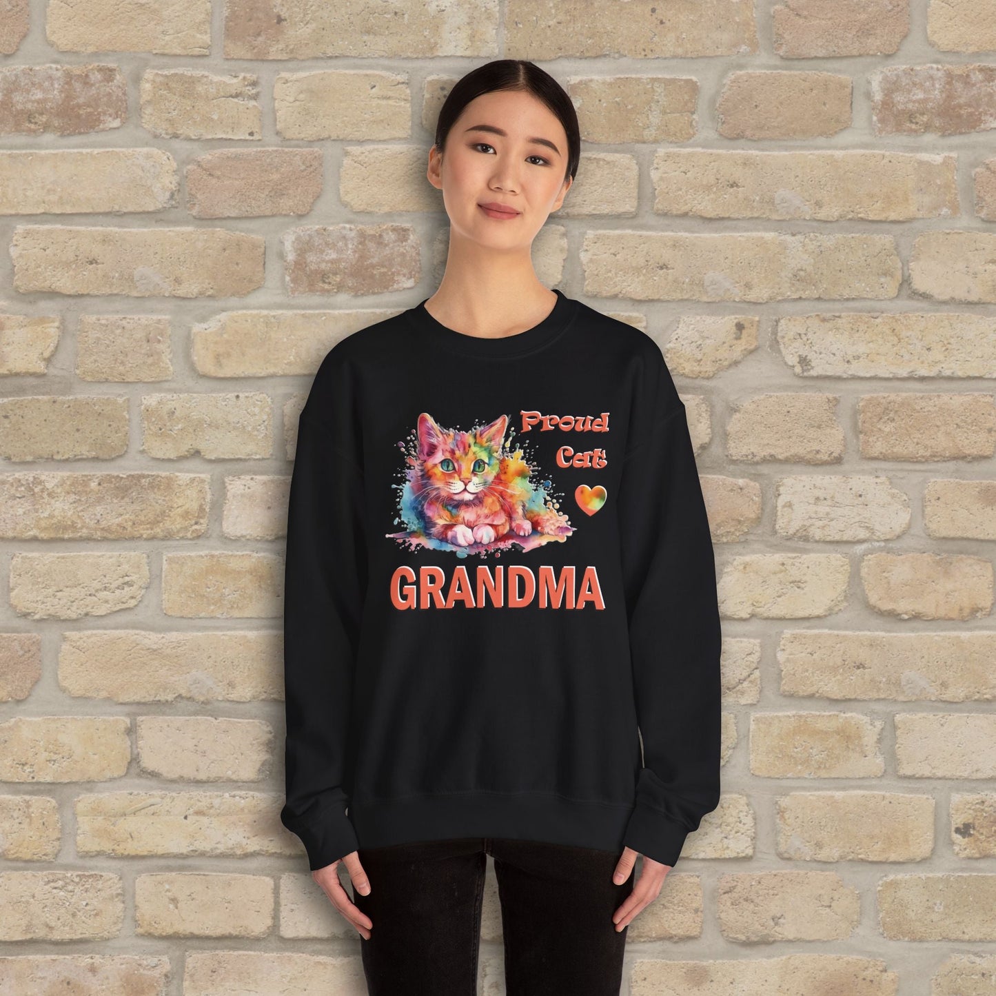 Graphic & Text Proud Cat Grandma Sweatshirt - Vibrant Styles