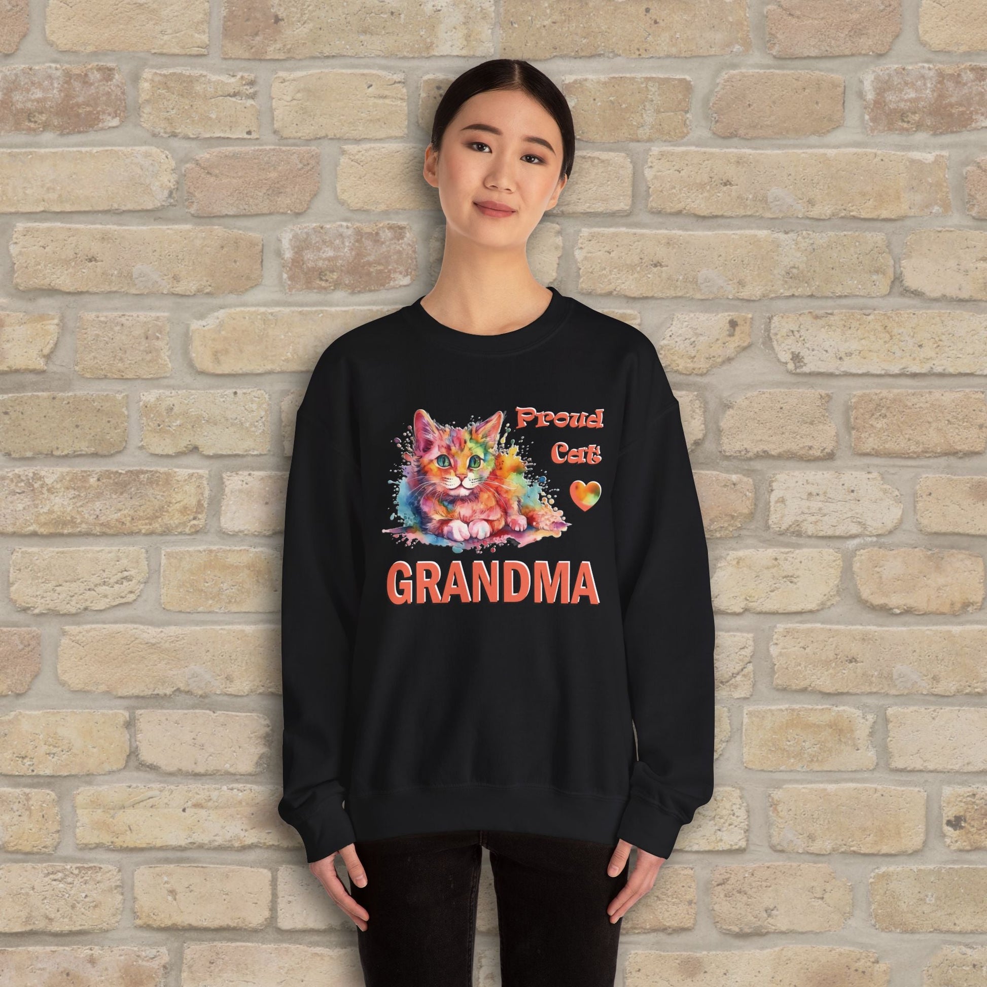 Graphic & Text Proud Cat Grandma Sweatshirt - Vibrant Styles