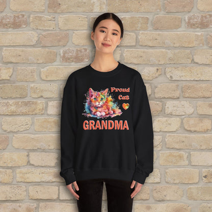 Graphic & Text Proud Cat Grandma Sweatshirt - Vibrant Styles