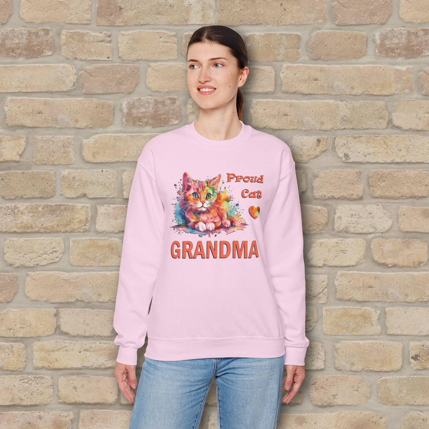 Graphic & Text Proud Cat Grandma Sweatshirt - Vibrant Styles