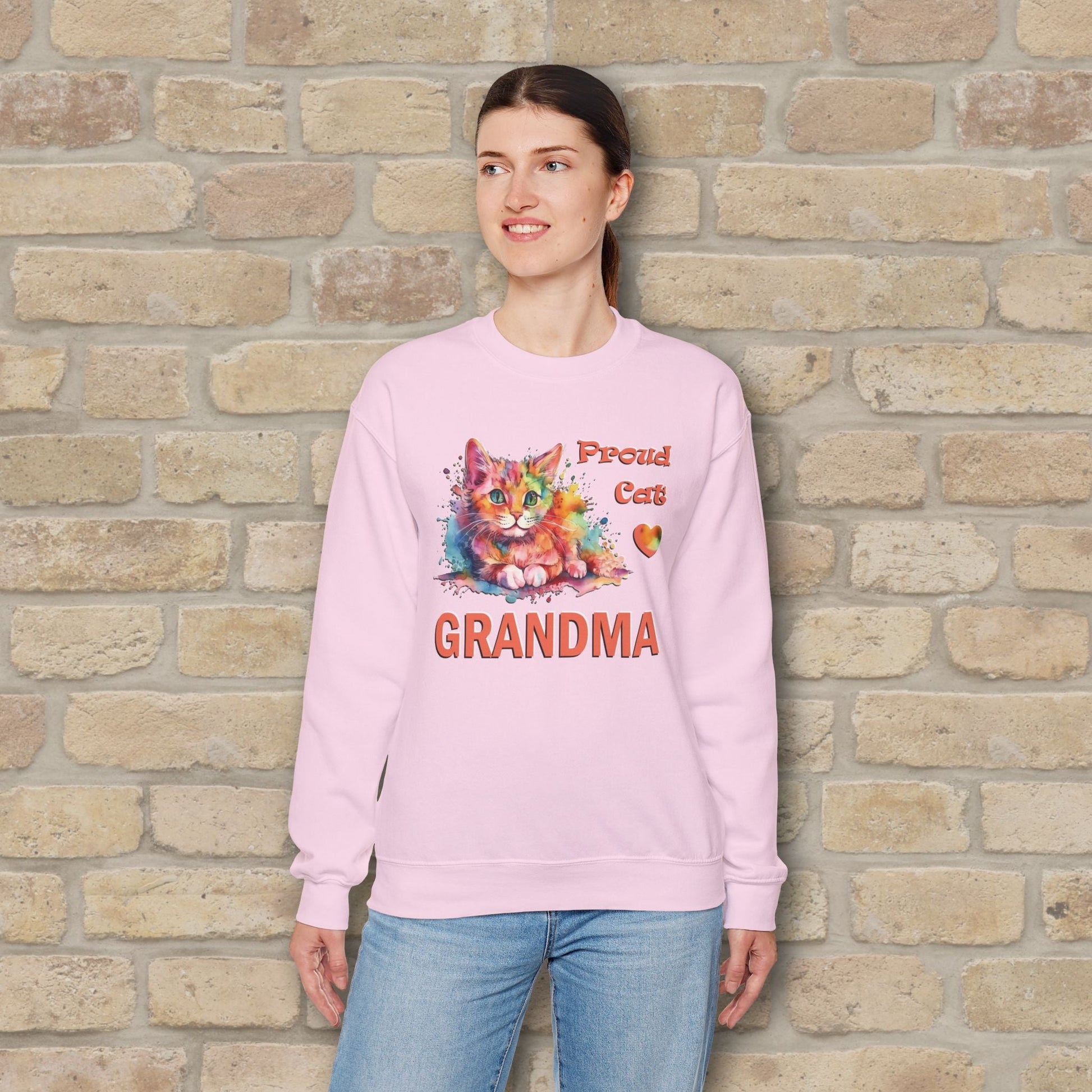 Graphic & Text Proud Cat Grandma Sweatshirt - Vibrant Styles