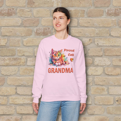 Graphic & Text Proud Cat Grandma Sweatshirt - Vibrant Styles