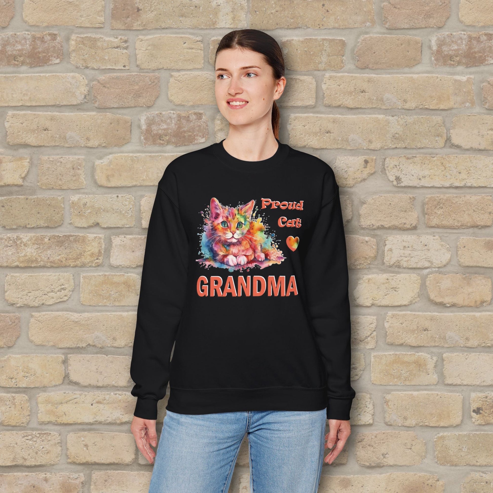 Graphic & Text Proud Cat Grandma Sweatshirt - Vibrant Styles