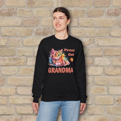 Graphic & Text Proud Cat Grandma Sweatshirt - Vibrant Styles