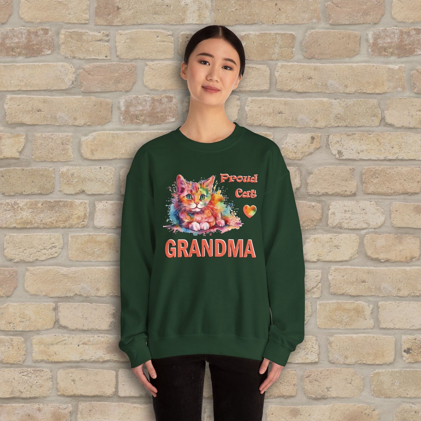 Graphic & Text Proud Cat Grandma Sweatshirt - Vibrant Styles