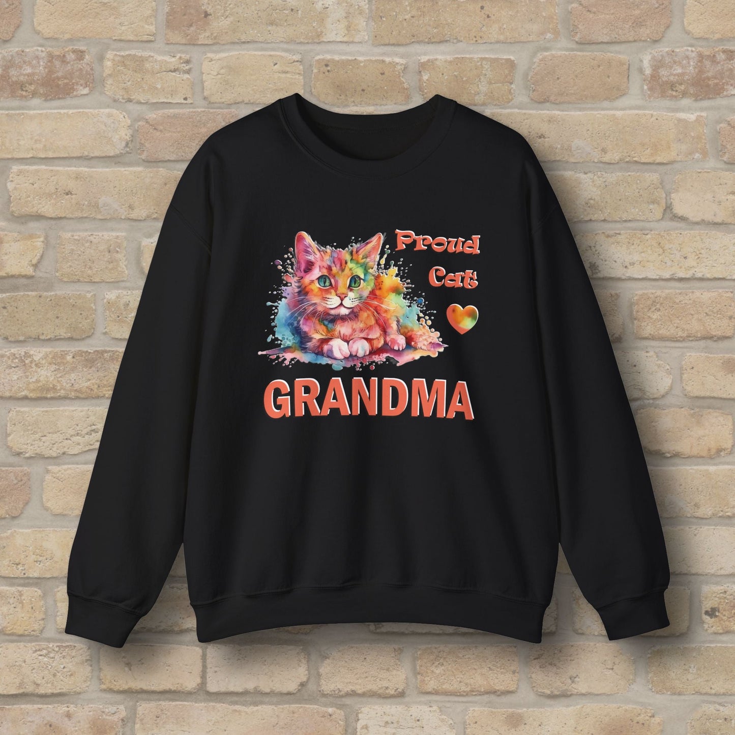 Graphic & Text Proud Cat Grandma Sweatshirt - Vibrant Styles