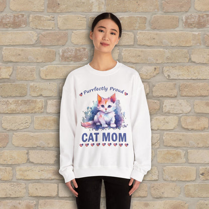 Graphic & Text Purrfectly Proud Cat Mom Sweatshirt - Vibrant Styles