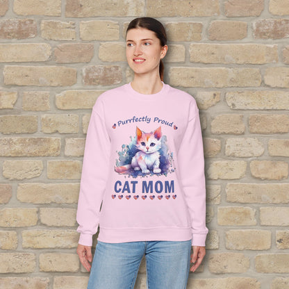 Graphic & Text Purrfectly Proud Cat Mom Sweatshirt - Vibrant Styles