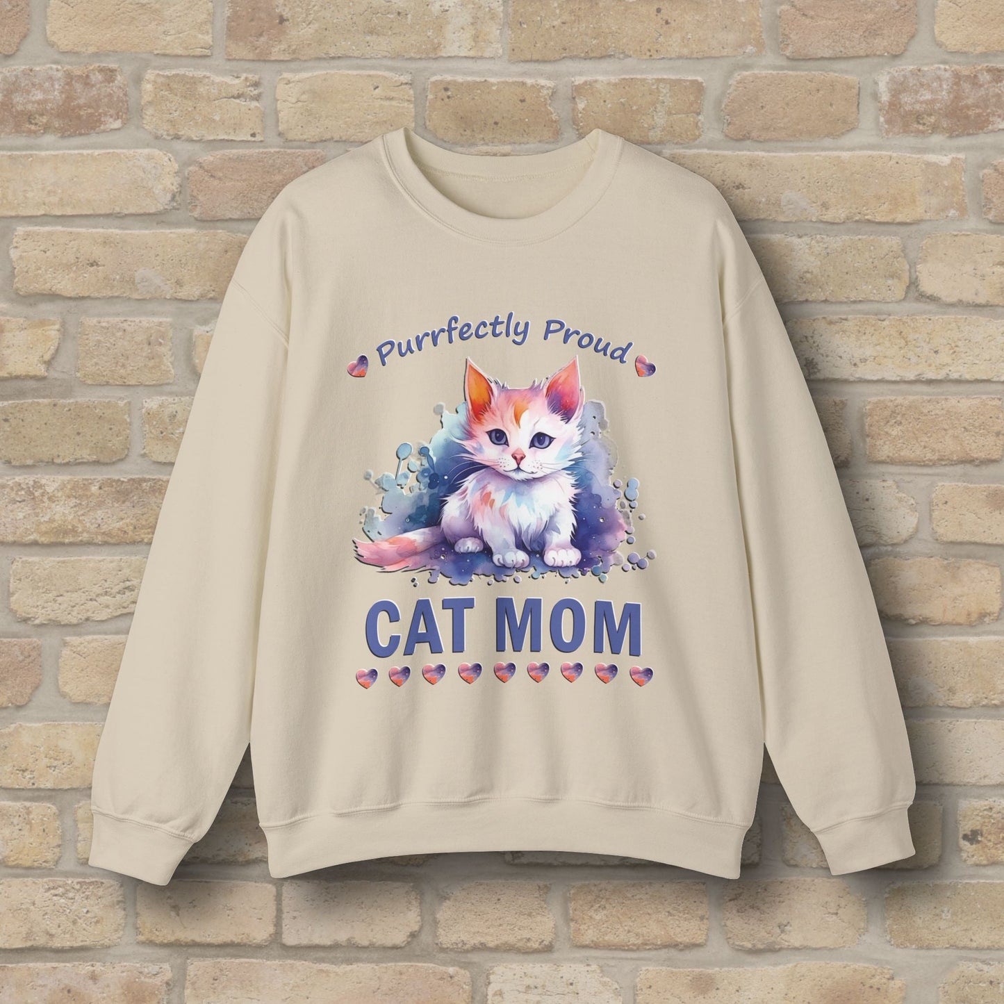 Graphic & Text Purrfectly Proud Cat Mom Sweatshirt - Vibrant Styles