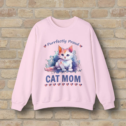 Graphic & Text Purrfectly Proud Cat Mom Sweatshirt - Vibrant Styles