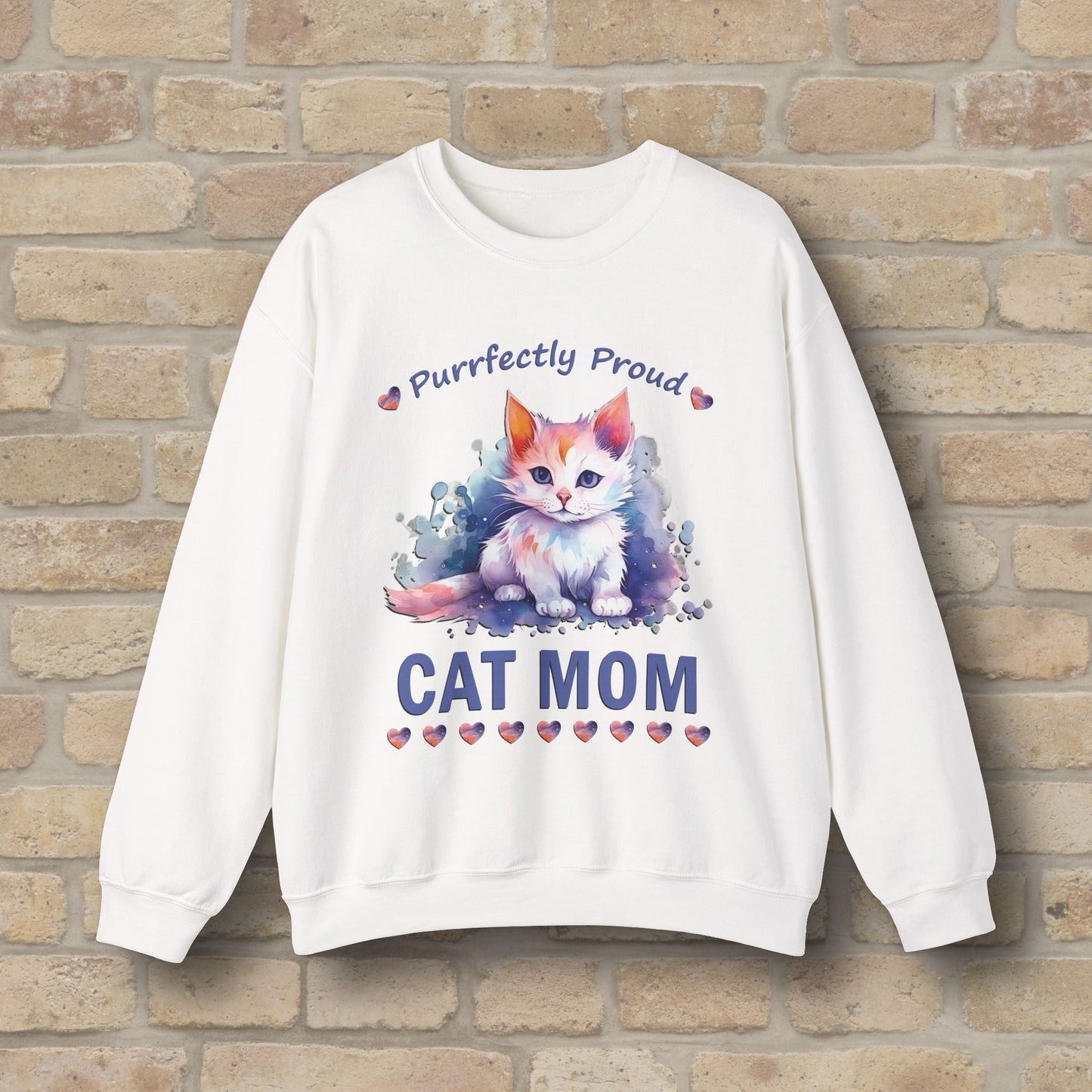 Graphic & Text Purrfectly Proud Cat Mom Sweatshirt - Vibrant Styles