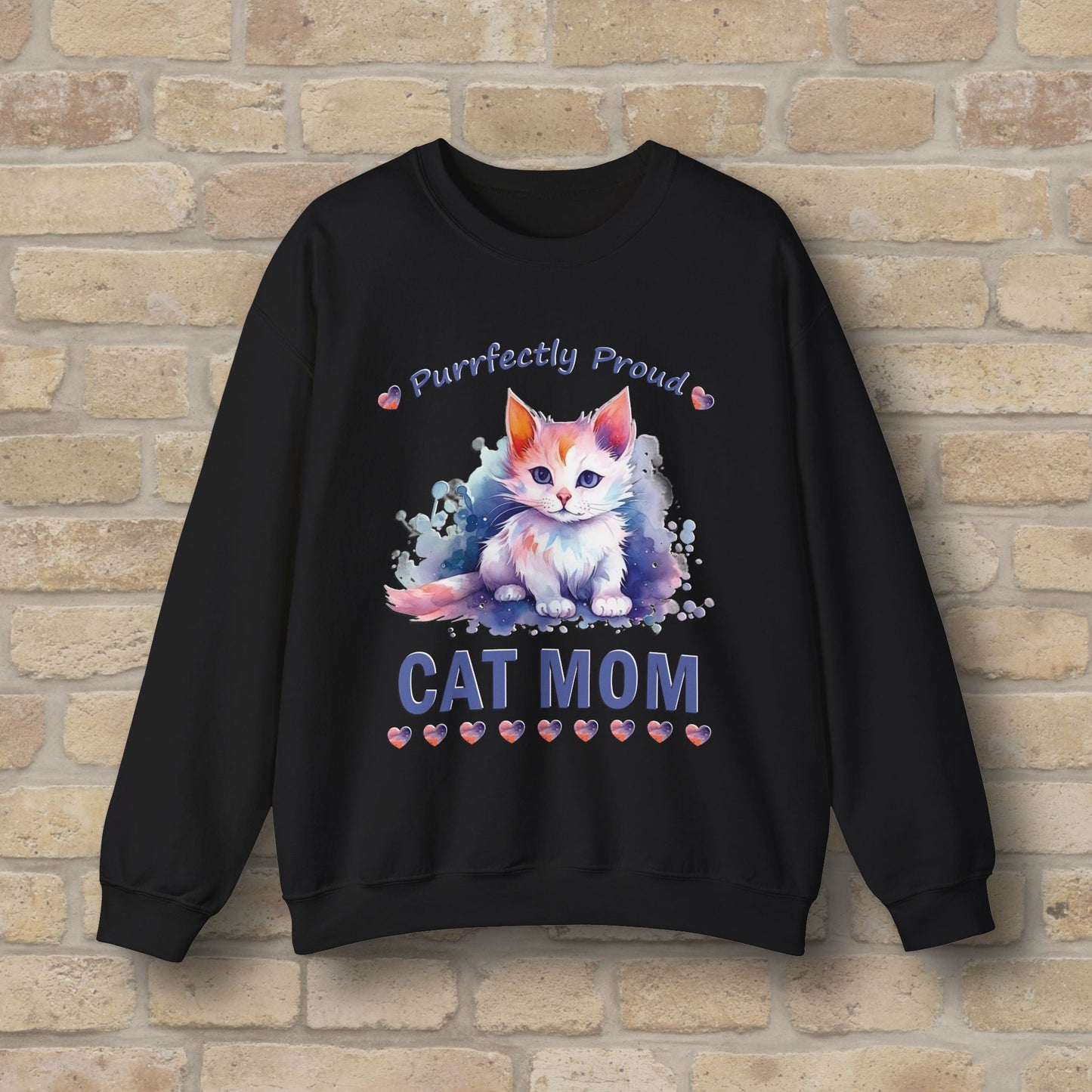 Graphic & Text Purrfectly Proud Cat Mom Sweatshirt - Vibrant Styles
