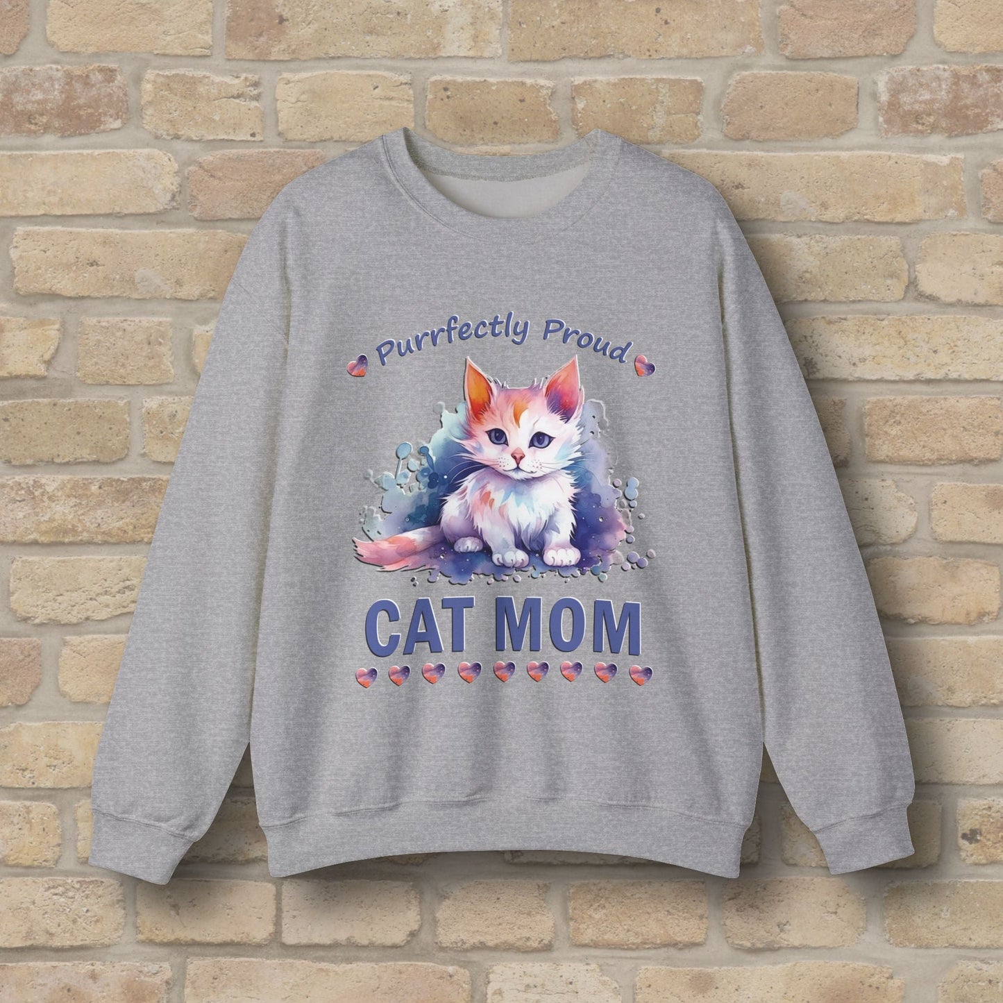 Graphic & Text Purrfectly Proud Cat Mom Sweatshirt - Vibrant Styles