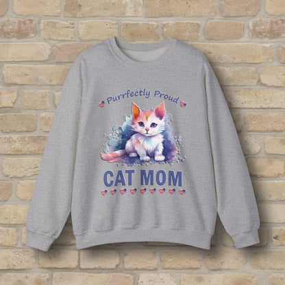 Graphic & Text Purrfectly Proud Cat Mom Sweatshirt - Vibrant Styles