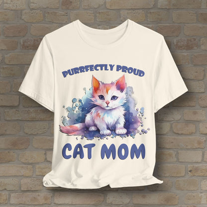 Graphic & Text Purrfectly Proud Cat Mom Tee - Vibrant Styles