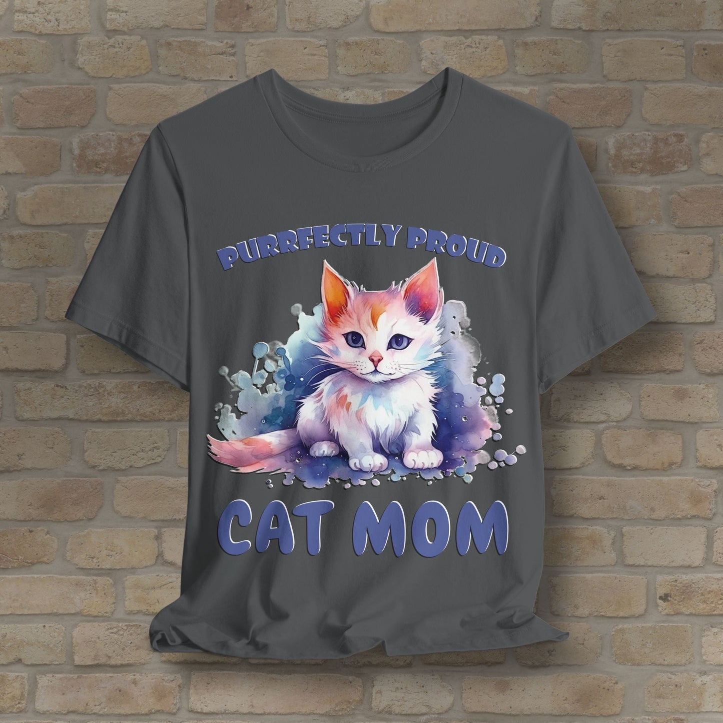 Graphic & Text Purrfectly Proud Cat Mom Tee - Vibrant Styles
