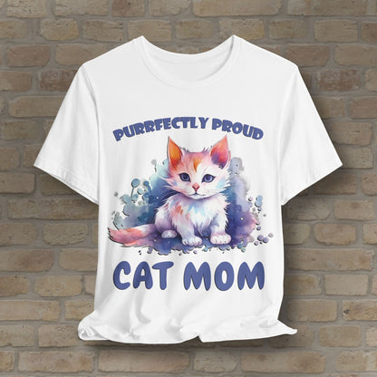 Graphic & Text Purrfectly Proud Cat Mom Tee - Vibrant Styles