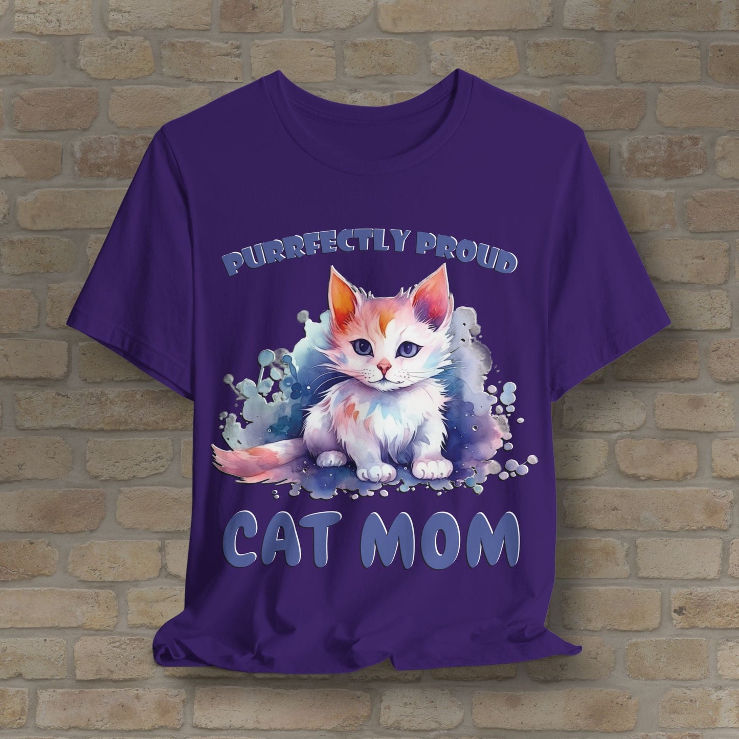 Graphic & Text Purrfectly Proud Cat Mom Tee - Vibrant Styles