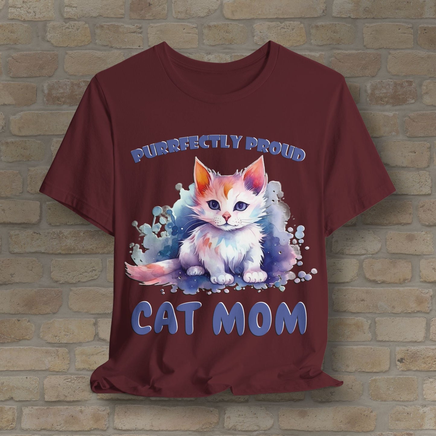 Graphic & Text Purrfectly Proud Cat Mom Tee - Vibrant Styles