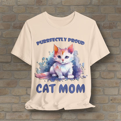 Graphic & Text Purrfectly Proud Cat Mom Tee - Vibrant Styles