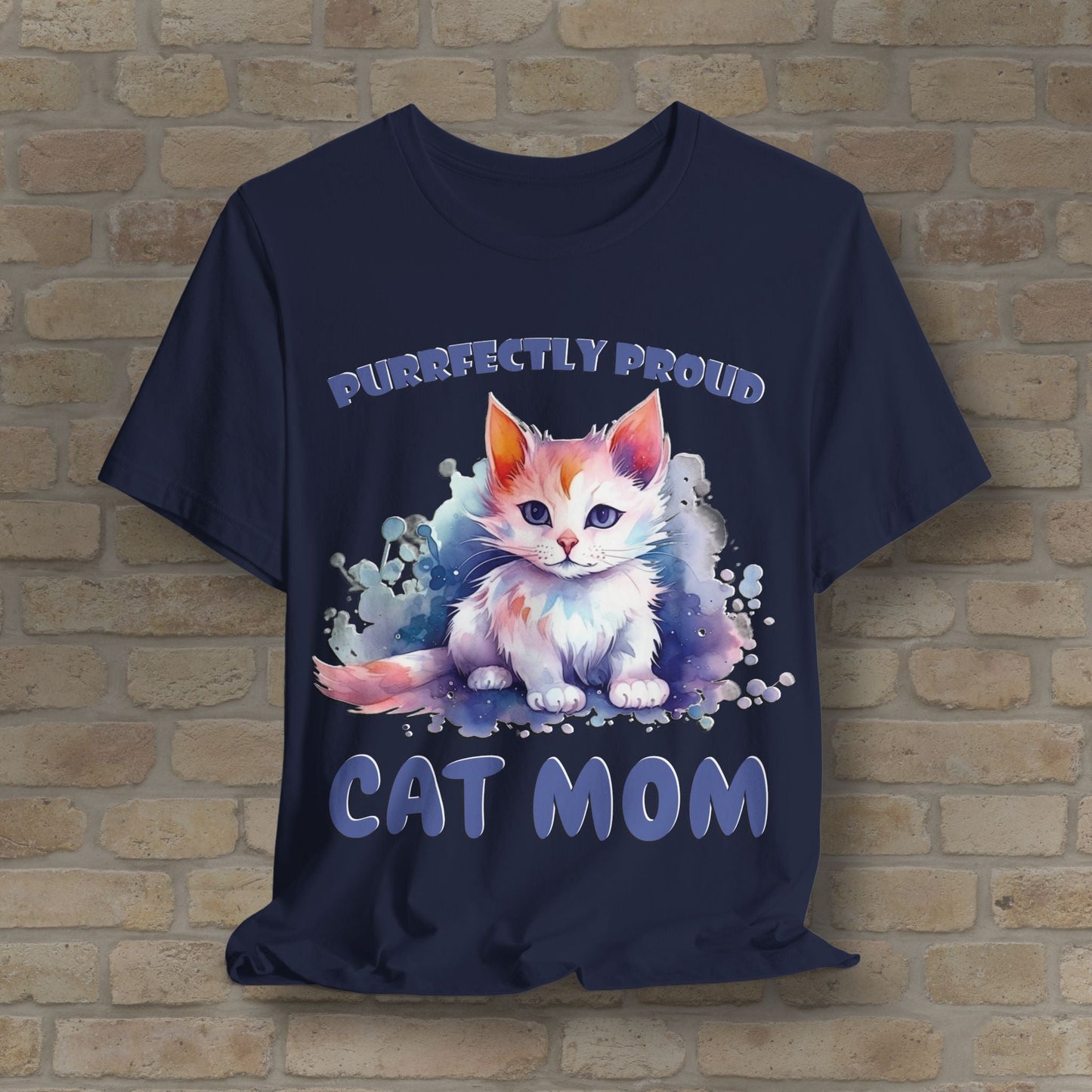 Graphic & Text Purrfectly Proud Cat Mom Tee - Vibrant Styles