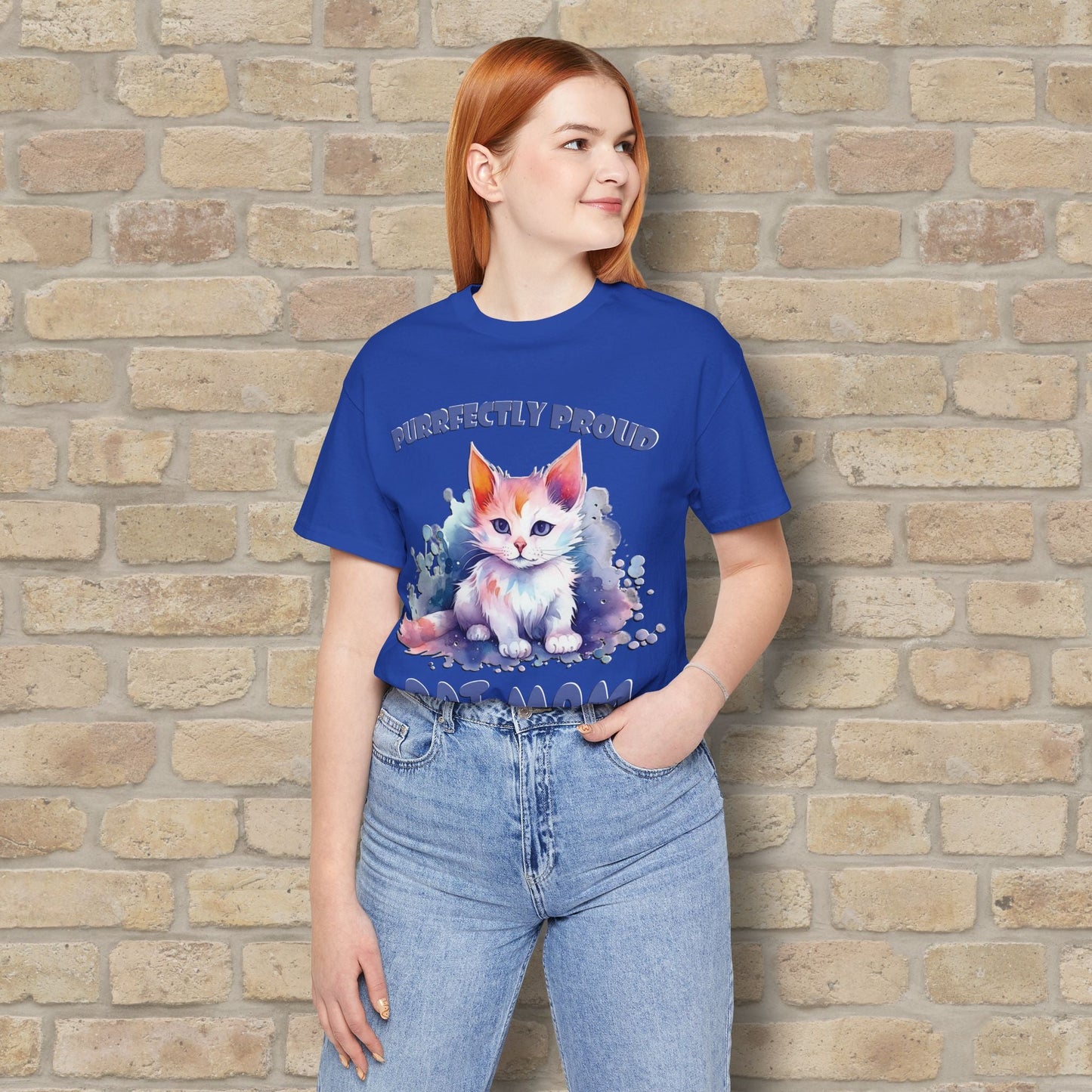 Graphic & Text Purrfectly Proud Cat Mom Tee - Vibrant Styles